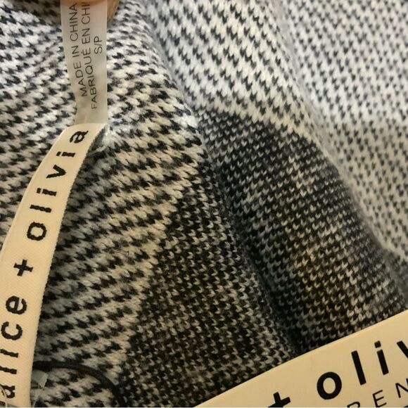 $298 Alice + Olivia ELAINA Striped Sleeveless Sweater Dress Midi Black/Cream S/P - Picture 6 of 8